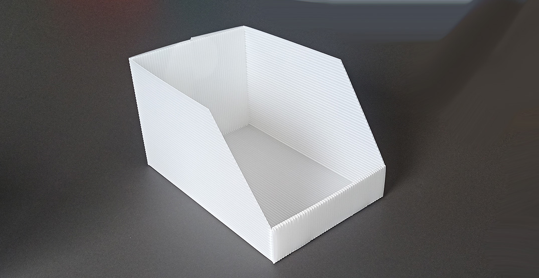 Leichte Sichtlagerbox aus PP 1075 555 Große leichte faltbare Sichtlagerbox für Büros, Onlineshops oder Teilelager aus PP-Stegplatte