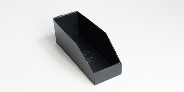leichte Sichtlagerbox faltbar und flach liegend liefer- und lagerbar aus PP-Stegplatte grau kleines Bild