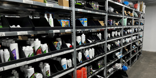 Sichtlagerboxen Sondermaß aus PP stegplatte 640 320 Sichtlagerkästen nach Maß für das Lager eines Onlineshops, flach liegend lieferbar und lagerbar kleines Bild