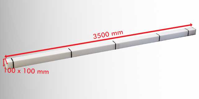 Mehrere Meter lange Box für eine große Leuchtstoffröhre Masse 3500 mal 100 mal 100 Millimeter