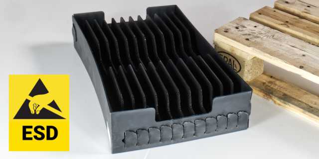 ESD Rahmengefache halbe Europalette lange Fächer aus PP-Platten