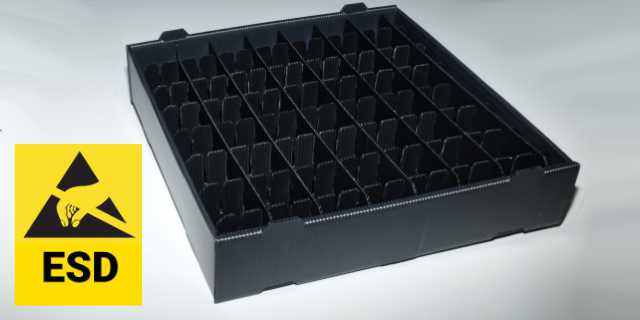 ESD Tray mit Gefache für die Verpackung elektronischer Komponenten